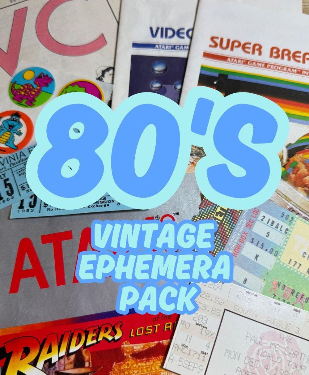 Vintage 80s Ephemera Starter Pack: Paper Grab Bag for Junk Journaling 