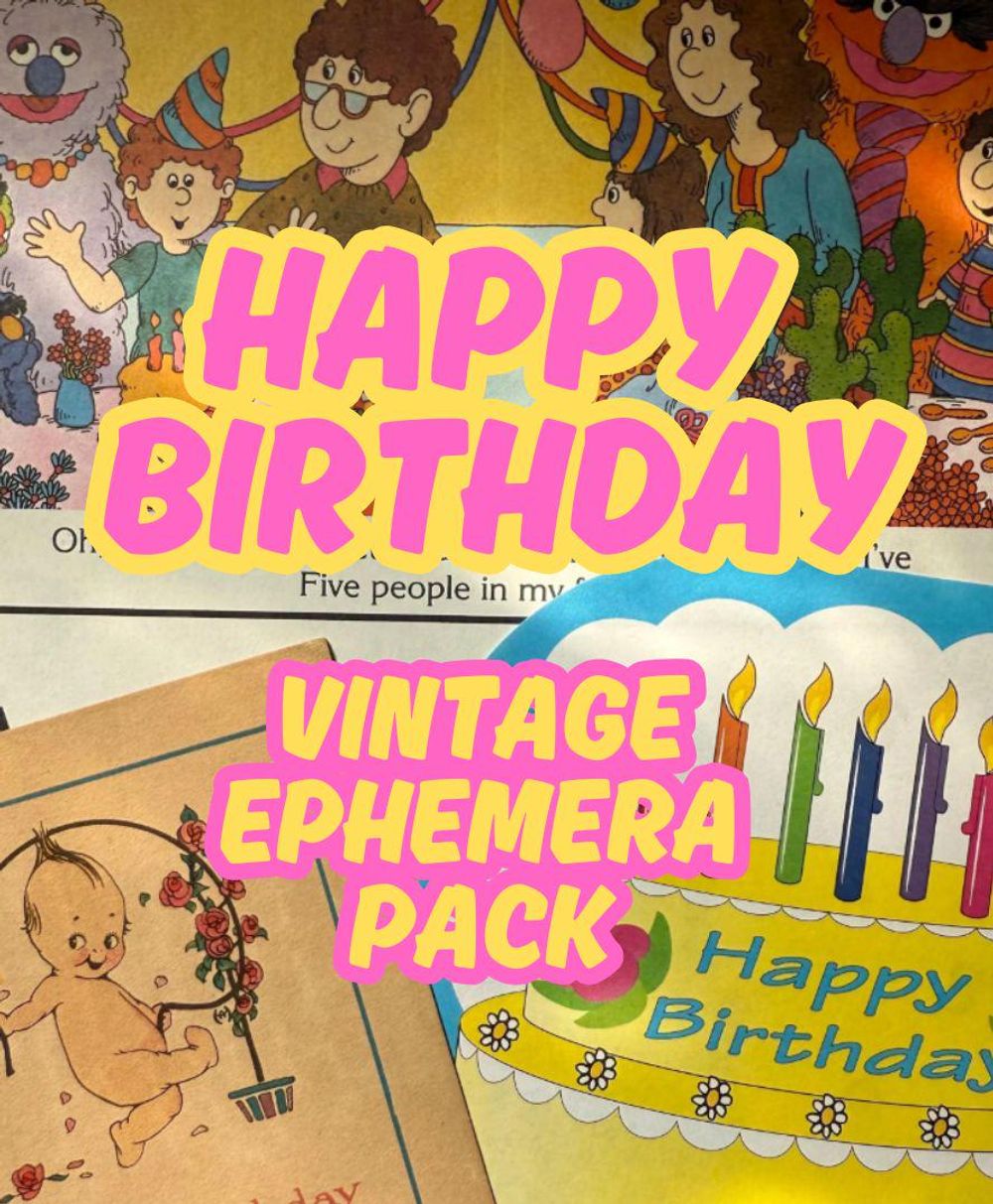 Vintage Birthday Ephemera Pack: 1920's - Y2K Vintage Paper Grab Bag