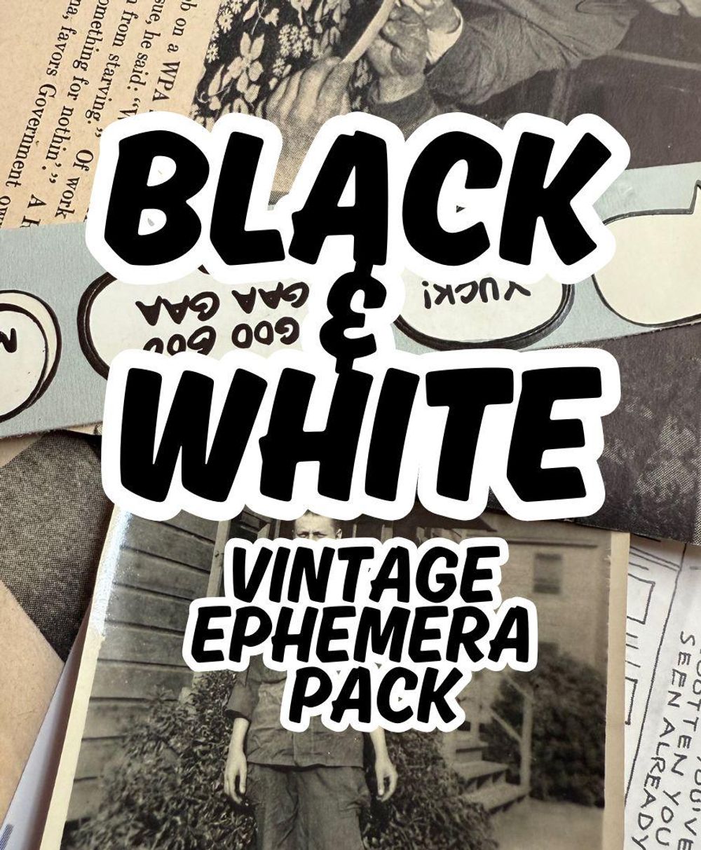 Vintage Black and White Ephemera Pack: Scrapbooking, Collage...